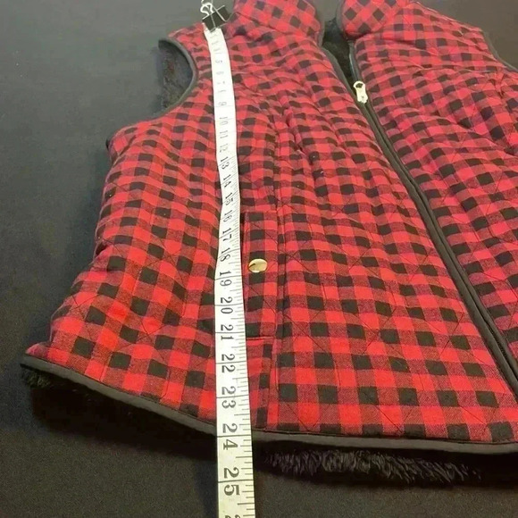 Croft & Barrow women high collar zipper closure reversible Sherpa buffalo print - Picture 2 of 9